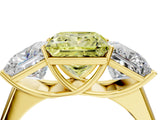 Yellow gold Fancy Yellow Princess Cut Three-Stone Diamond Ring with Prong Setting on a Classic Band_16