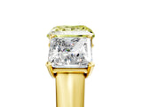 Yellow gold Fancy Yellow Princess Cut Three-Stone Diamond Ring with Prong Setting on a Classic Band_17