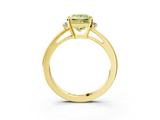 Yellow gold Fancy Yellow Princess  Cut Three-Stone Solitaire Ring with Round Accent Diamonds and Four-Prong Setting_3
