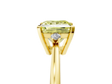 Yellow gold Fancy Yellow Princess  Cut Three-Stone Solitaire Ring with Round Accent Diamonds and Four-Prong Setting_5