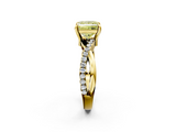 Yellow gold Fancy Yellow Princess  Cut Twist Band Solitaire Diamond Ring with Pavé Setting_5