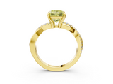 Yellow gold Fancy Yellow Princess  Cut Twist Band Solitaire Diamond Ring with Pavé Setting_6