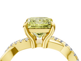 Yellow gold Fancy Yellow Princess  Cut Twist Band Solitaire Diamond Ring with Pavé Setting_7