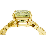 Yellow gold Fancy Yellow Princess  Cut Twisted Pavé Band Solitaire Ring with Four-Prong Setting_4