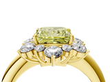 Yellow gold Fancy Yellow Princess  Diamond Cluster Halo Ring with Solitaire Band and Four-Prong Setting_4