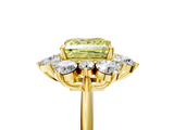 Yellow gold Fancy Yellow Princess  Diamond Cluster Halo Ring with Solitaire Band and Four-Prong Setting_5