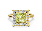 Yellow gold Fancy Yellow Princess  Diamond Cluster Halo Solitaire with Four-Prong Setting_18