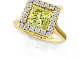 Yellow gold Fancy Yellow Princess  Diamond Cluster Halo Solitaire with Four-Prong Setting_19