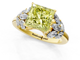 Yellow gold Fancy Yellow Princess  Diamond Cluster Leaf Design Ring with Prong Setting_1