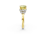 Yellow gold Fancy Yellow Princess  Diamond Cluster Leaf Design Ring with Prong Setting_2