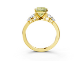 Yellow gold Fancy Yellow Princess  Diamond Cluster Leaf Design Ring with Prong Setting_3