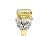 Yellow gold Fancy Yellow Princess  Diamond Cluster Leaf Design Ring with Prong Setting_5