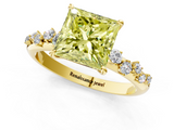 Yellow gold Fancy Yellow Princess  Diamond Cluster Prong-Set Solitaire Ring_1