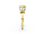 Yellow gold Fancy Yellow Princess  Diamond Floral Cluster Ring with Solitaire Band and Prong Setting_2