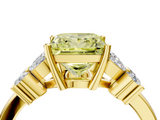 Yellow gold Fancy Yellow Princess  Diamond Floral Cluster Ring with Solitaire Band and Prong Setting_4