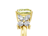 Yellow gold Fancy Yellow Princess  Diamond Floral Cluster Ring with Solitaire Band and Prong Setting_5