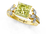 Yellow gold Fancy Yellow Princess  Diamond Floral Vine Solitaire Engagement Ring_1