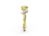 Yellow gold Fancy Yellow Princess  Diamond Floral Vine Solitaire Engagement Ring_2