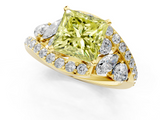 Yellow gold Fancy Yellow Princess  Diamond Halo Ring with Marquise and Pavé Band in Prong Setting_1
