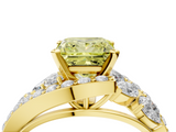 Yellow gold Fancy Yellow Princess  Diamond Halo Ring with Marquise and Pavé Band in Prong Setting_4
