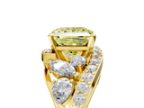 Yellow gold Fancy Yellow Princess  Diamond Halo Ring with Marquise and Pavé Band in Prong Setting_5