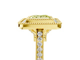 Yellow gold Fancy Yellow Princess  Diamond Halo Ring with Milgrain Frame and Pavé Band_28