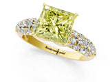 Yellow gold Fancy Yellow Princess  Diamond Pavé Band Solitaire Ring with Four-Prong Setting_30