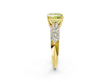 Yellow gold Fancy Yellow Princess  Diamond Pavé Band Solitaire Ring with Four-Prong Setting_31