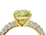 Yellow gold Fancy Yellow Princess  Diamond Pavé Band Solitaire Ring with Four-Prong Setting_33