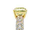 Yellow gold Fancy Yellow Princess  Diamond Pavé Band Solitaire Ring with Four-Prong Setting_34