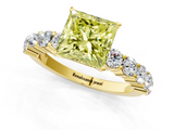 Yellow gold Fancy Yellow Princess  Diamond Pavé Band Solitaire with Four-Prong Setting_1