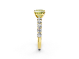 Yellow gold Fancy Yellow Princess  Diamond Pavé Band Solitaire with Four-Prong Setting_2