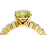 Yellow gold Fancy Yellow Princess  Diamond Pavé Band Solitaire with Four-Prong Setting_4