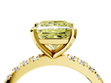 Yellow gold Fancy Yellow Princess  Diamond Pavé Band Solitaire with Four-Prong Setting_4