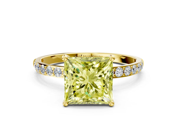 Yellow gold Fancy Yellow Princess  Diamond Pavé Band with Six-Prong Setting