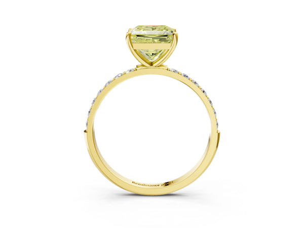 Yellow gold Fancy Yellow Princess  Diamond Pavé Band with Six-Prong Setting