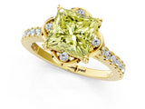 Yellow gold Fancy Yellow Princess  Diamond Pave Band with Floral Prong Setting_28