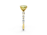Yellow gold Fancy Yellow Princess  Diamond Prong Set Engagement Ring with Pave Band_2