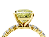 Yellow gold Fancy Yellow Princess  Diamond Prong Set Engagement Ring with Pave Band_4