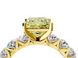 Yellow gold Fancy Yellow Princess  Diamond Prong Setting with Side Stones on a Pave Band_4