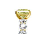 Yellow gold Fancy Yellow Princess  Diamond Prong Setting with Side Stones on a Pave Band_5