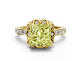 Yellow gold Fancy Yellow Princess  Diamond Solitaire Ring with Shared Prong Pavé Band_29
