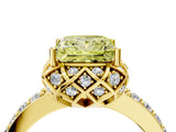 Yellow gold Fancy Yellow Princess  Diamond Solitaire Ring with Shared Prong Pavé Band_33