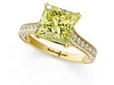 Yellow gold Fancy Yellow Princess  Diamond Solitaire with Pave Band and Six-Prong Setting_1