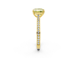 Yellow gold Fancy Yellow Princess  Diamond Solitaire with Pave Band and Six-Prong Setting_2