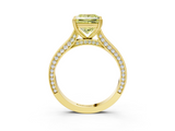 Yellow gold Fancy Yellow Princess  Diamond Solitaire with Pave Band and Six-Prong Setting_3