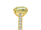 Yellow gold Fancy Yellow Princess  Diamond Solitaire with Pave Band and Six-Prong Setting_5