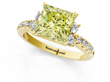 Yellow gold Fancy Yellow Princess  Diamond Three-Stone Pave Band with Four-Prong Setting_1