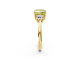 Yellow gold Fancy Yellow Princess  Diamond Three-Stone Ring with Trapezoid Side Stones and Prong Setting_2
