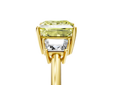 Yellow gold Fancy Yellow Princess  Diamond Three-Stone Ring with Trapezoid Side Stones and Prong Setting_5